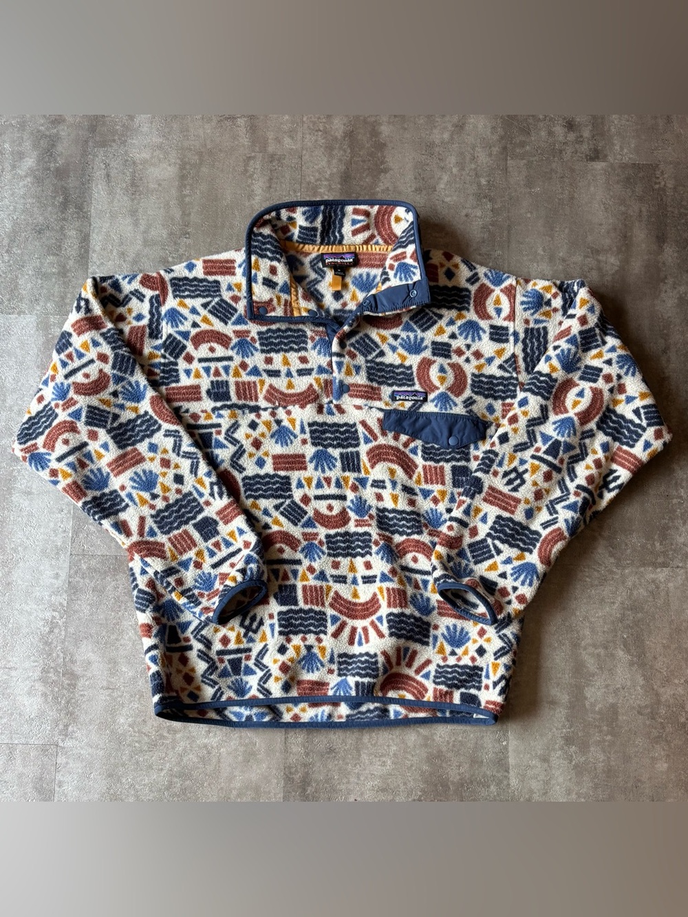 Patagonia Protected Peaks Aztec Snap T Fleece Sweater Mens Medium